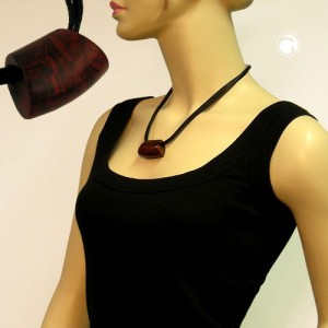 Collier Halskette Trapez Wurzelholz-glänzend 50cm