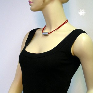 Halskette Rillenwalze chrom-matt Velour 42cm