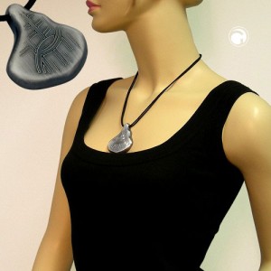 Halskette Steinform mit Rillen altsilber 50cm