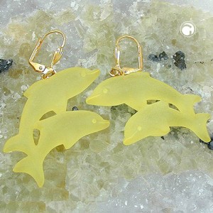 Ohrring Doppel-Delfin gelb-matt