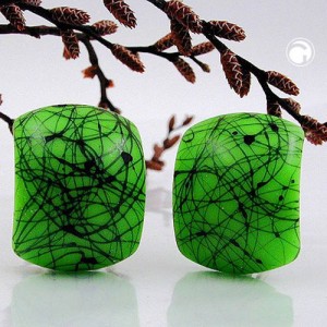 Ohrring Halbcreole grün Faden schwarz