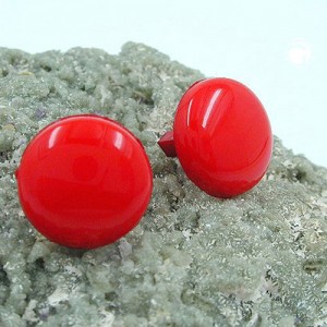 Ohrstecker 13mm rot Stift Kunststoff