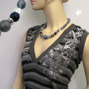 Halskette Crashperle grau chrom 50cm