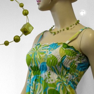 Collier Halskette Würfelperle seide-oliv 45cm