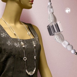 Collier Halskette Würfel transparent weiß 100cm