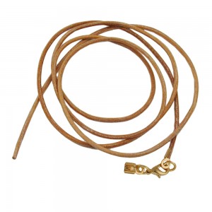 Lederband Rindleder naturfarben mit Verschluss goldfarbig