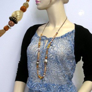 Collier Halskette hellbraun-bernstein-ocker 95cm