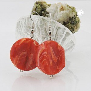 Ohrhaken Scheibe graviert hellrot