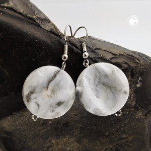 Ohrhaken Scheibe graviert weiß-grau