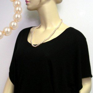 Halskette Glasperle geknotet creme 60cm