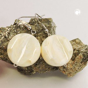 Ohrhaken Scheibe graviert creme-beige