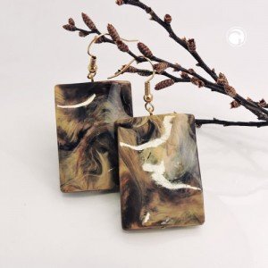 Ohrhaken Viereck gewellt braun-beige-sw