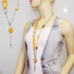 Halskette Kettenglieder gelb-chrom-farbig 90cm