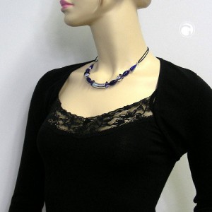 Halskette Walze chrom lapiz-blau 45cm