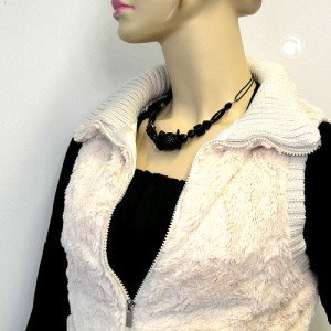 Halskette Wabenperle schwarz 45cm