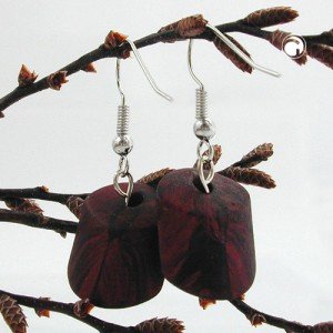 Ohrhaken Schrägperle rot-metallic