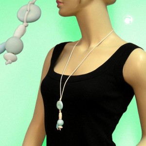 Collier Halskette elfbein-türkis 80cm