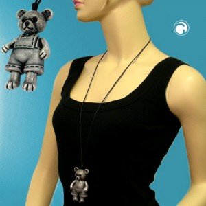 Collier Halskette Bär altsilber Hose matt 90cm