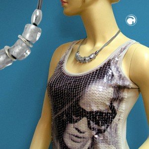 Collier Halskette Steinperle kristall-silber 50cm