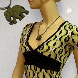 Collier Halskette Elefant olivton-matt 50cm