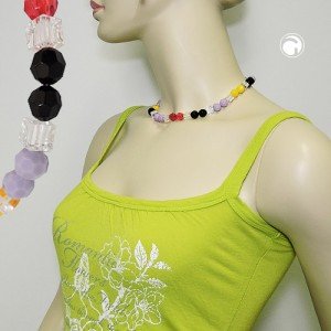 Halskette Wabenperle multicolor kristall 42cm