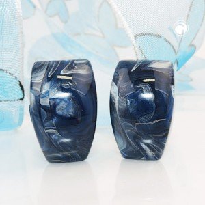 Ohrring Trapez blau-grau-marmoriert