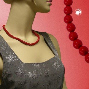 Collier Halskette Perle 8mm rot-glänzend 45cm