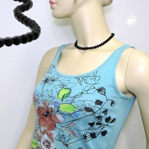 Collier Halskette Perlen 8mm schwarz-glänzend 40cm