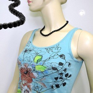 Collier Halskette Perlen 8mm schwarz-glänzend 45cm