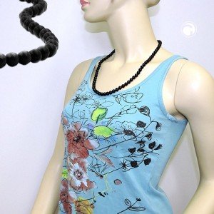 Collier Halskette Perlen 8mm schwarz-glänzend 60cm