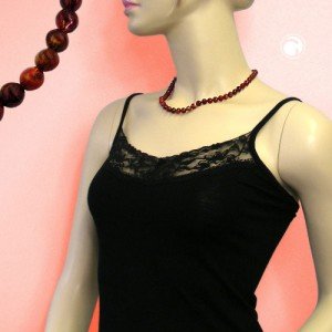 Halskette Vierkantperle rot-marmoriert 45cm