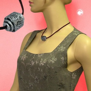 Collier Halskette Stufenperle chrom Velourband 42cm