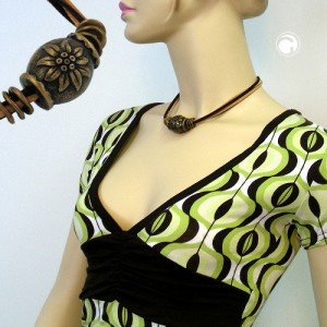 Collier Halskette Perle Edelweiß altmessing 42cm