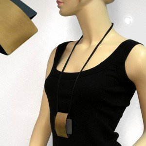 Collier Halskette großes Kreuz messing-anthrazit 90cm