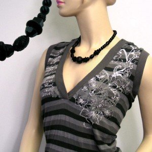 Collier Halskette Wabenperle und Würfel schwarz 50cm