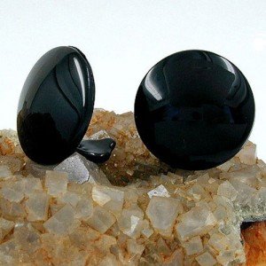 Ohrring 24mm schwarz glänzend Vollplastik