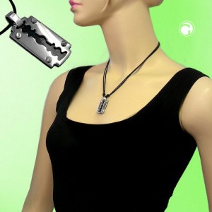 Halskette Edelstahl Rasierklinge 100cm