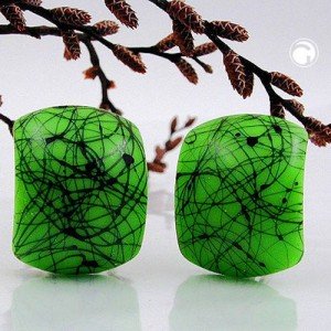 Ohrring Halbcreole grün Faden schwarz