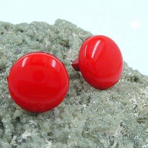 Ohrstecker 13mm rot Stift Kunststoff