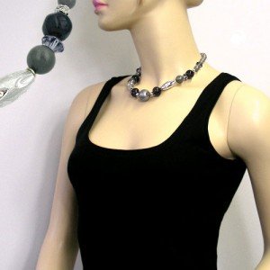 Halskette Olive chrom silbergrau 45cm