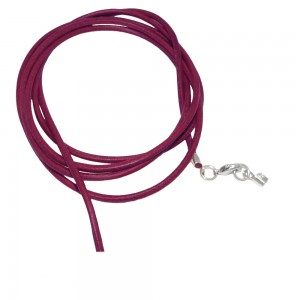 Lederband Rindleder fuchsia beere gefärbt mit Verschluss silberfarbig