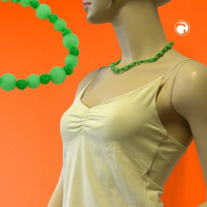 Collier Halskette Blumenperle grün kiwi 45cm