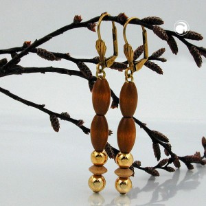 Ohrring Holz braun-gold