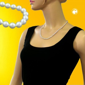 Collier Halskette 50cm Glasperlen WW geknotet