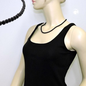 Collier Halskette Perle 6mm schwarz-glänzend 50cm