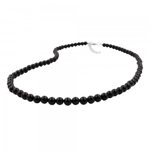 Collier Halskette Perle 6mm schwarz-glänzend 70cm