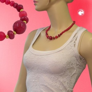 Collier Halskette Perle himbeer-matt 50cm