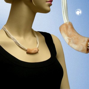 Collier Halskette Rohr flach-gebogen horn-marmor 45cm