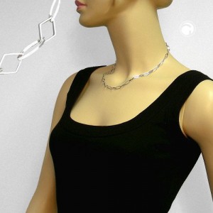 Collier Halskette 45cm Fantasie 7mm rhodiniert