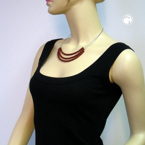 Collier Halskette Knochenperle rot-schwarz 50cm
